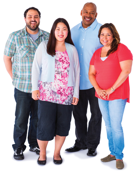 Group of four coworkers
