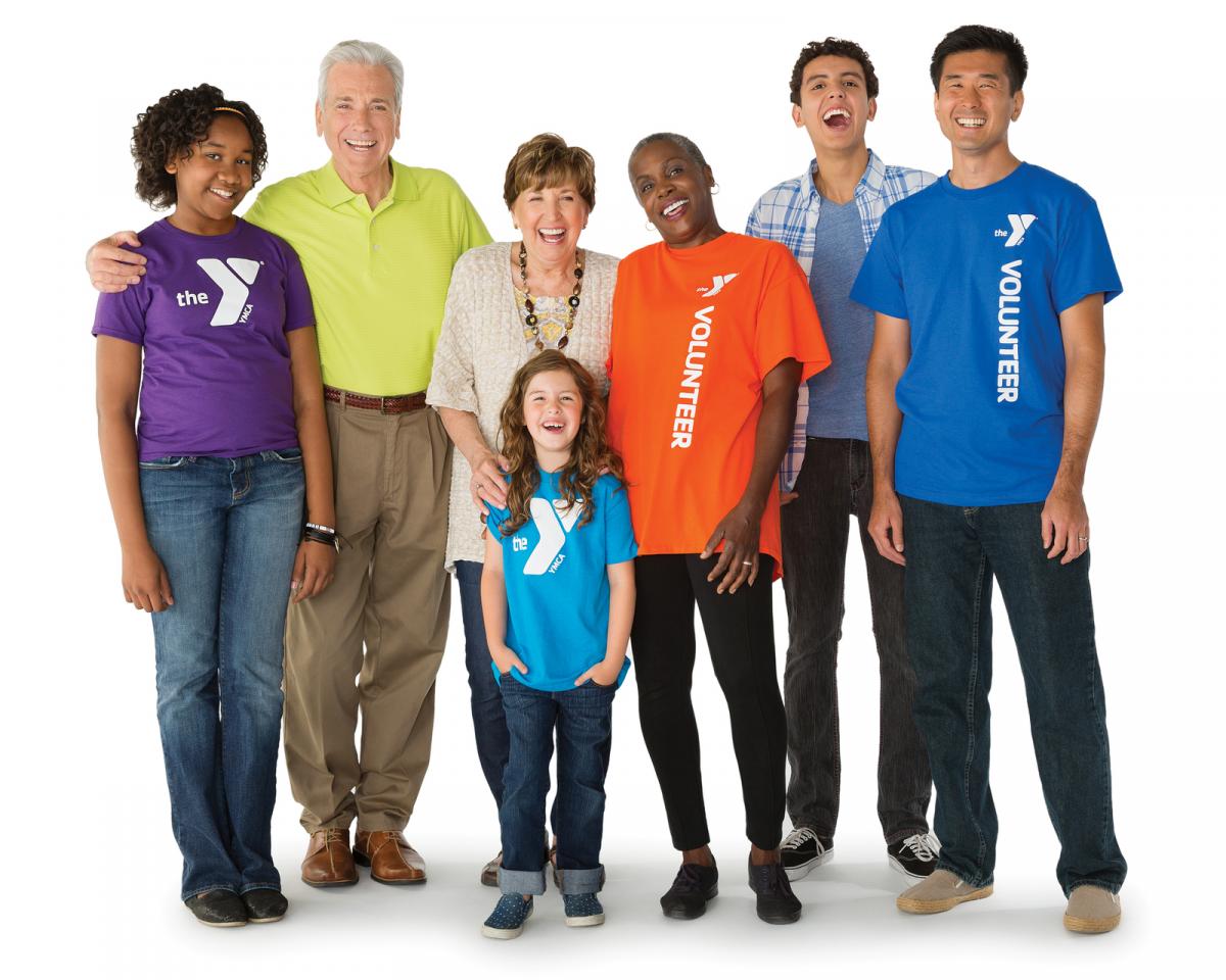 A group of volunteers laughing together.