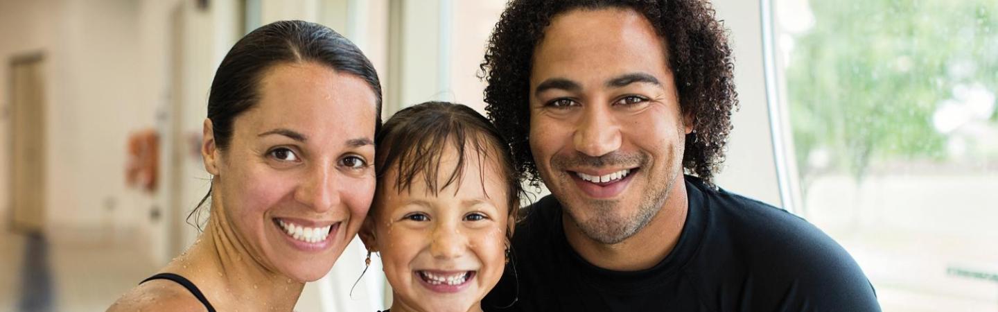 A young family having fun together.